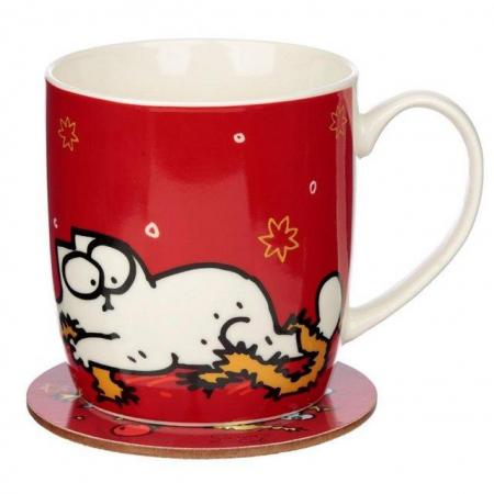 Image 1 of Christmas Porcelain Mug & Coaster Set - Simon's Cat.