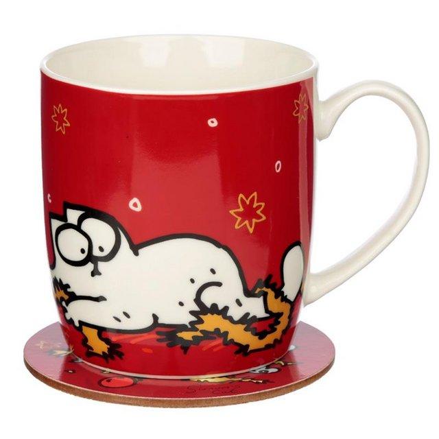 Preview of the first image of Christmas Porcelain Mug & Coaster Set - Simon's Cat..