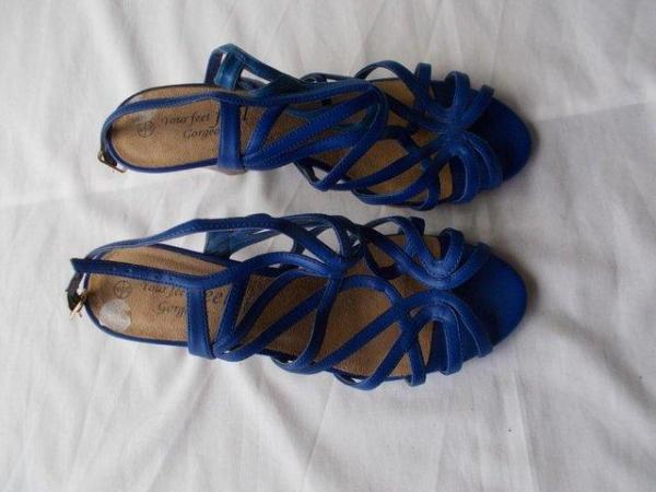 Image 1 of Blue, strappy sandals from New Look