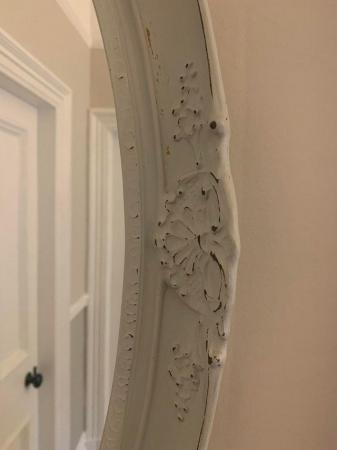 Image 1 of Mirror. Ornate framed pale grey painted mirror.