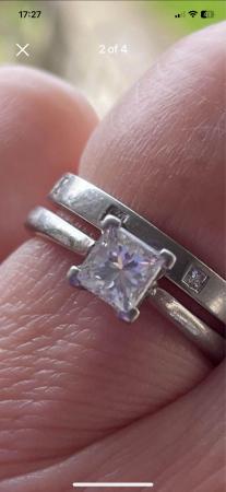 Image 2 of Princess cut diamond and platinum engagement ring