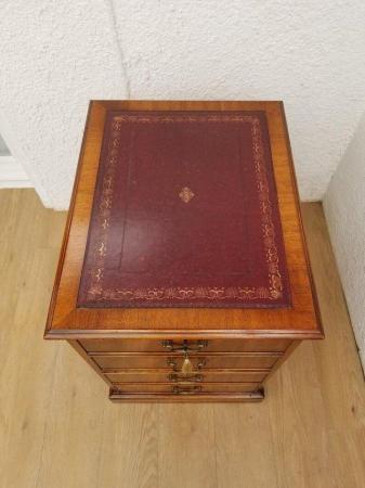 Image 10 of Beautiful ox blood leather and mahogany desk with cabinet.