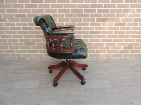 Image 7 of Antique Green Fully Buttoned Captains Chair (UK Delivery)