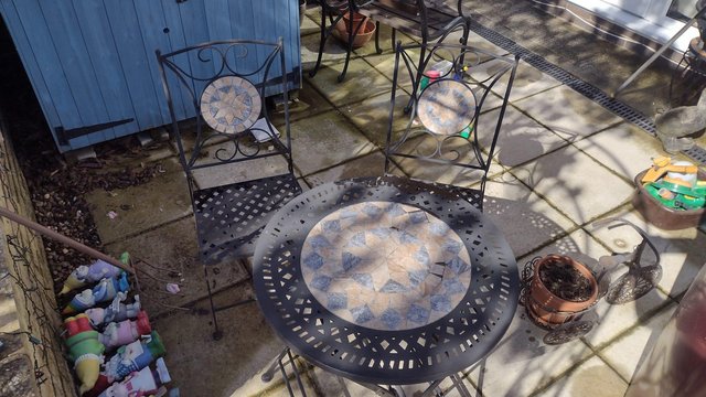 Image 2 of Mosaic Cast Iron Garden Table & Chairs