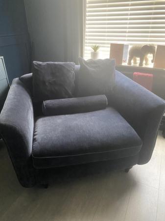 Image 6 of DFS dame/navy 3 seater sofa and matching cuddle armchair