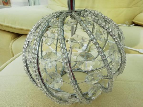 Image 2 of Two Crystal Table Lamps with Satin Shades