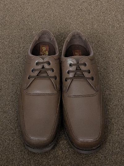 Preview of the first image of Smart Mens Brown Leather Shoes By Clifford James - Size 10.