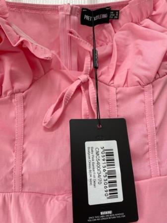 Image 1 of BNWT PLT Pink Bardot Frill Bodycon Dress Size 8
