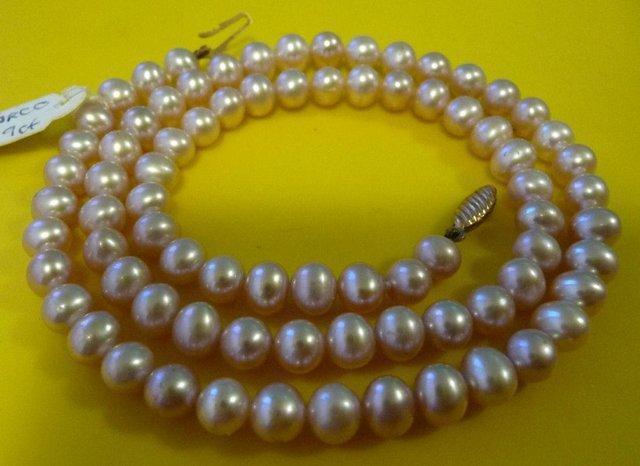 Preview of the first image of ZARCO CULTURED PINK PEARL 16" NECKLACE c/w 9ct GOLD CLASP.