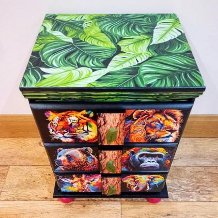 Image 2 of Upcycled Wild Animals Bedside Cabinet