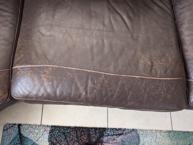 Preview of the first image of Brown Leather Corner Sofa.