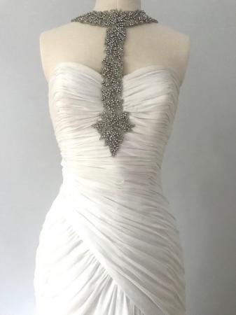 Image 1 of Pronovias Badem Fitted Chiffon Embellished Wedding Dress