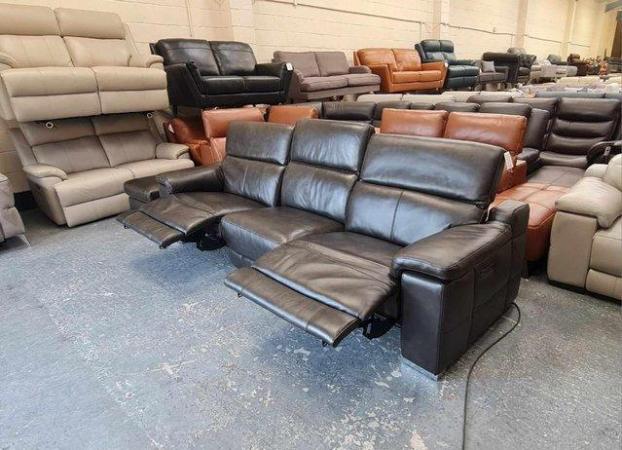 Image 2 of Laurence Metz black coffee electric recliner 4 seater sofa