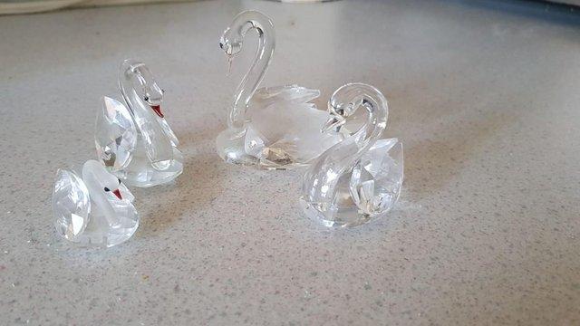 Image 1 of Beautiful cut glass / crystal swan ornaments -Chatham