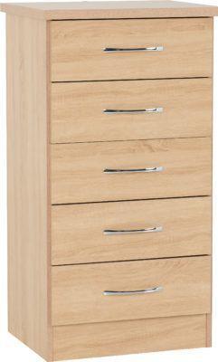 Preview of the first image of Nevada 5 drawer narrow chest in Sonoma oak.