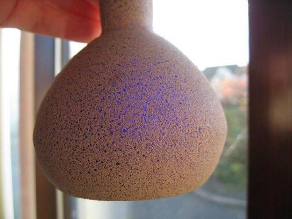 Image 3 of Glass Blown Vase Royal Blue - Overshot, which creates a text