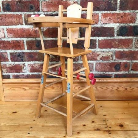 Image 1 of Vintage wood doll metamorphic highchair/low chair & table.