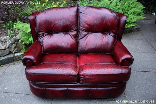 Image 11 of SAXON OXBLOOD RED LEATHER CHESTERFIELD SETTEE SOFA ARMCHAIR