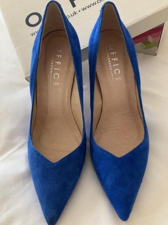 Image 2 of Dropheart Topline Court Blue Suede heeled shoe