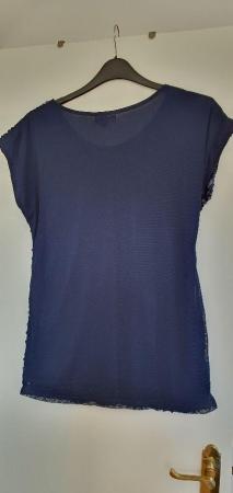 Image 2 of Ladies sequin top midnight blue capped sleeves L / 14-16