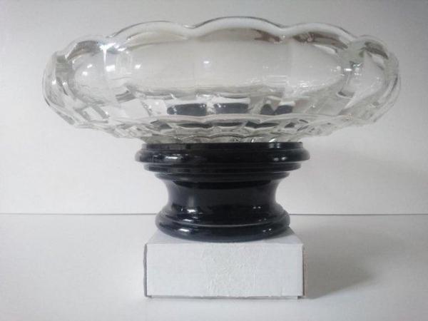 Image 1 of Pressed Clear Glass Bowl On Black Glass Plinth Josef Inwald