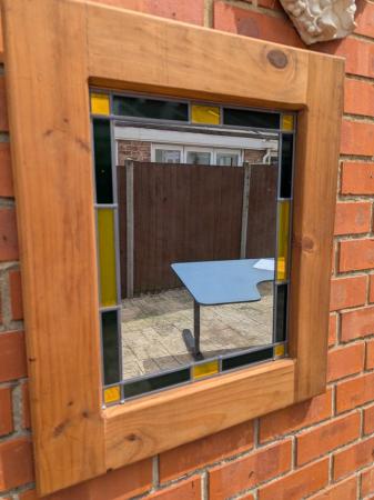 Image 1 of Wooden frame mirror with cut glass inner frame