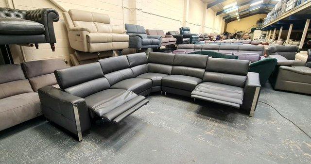 Image 8 of Torres dark grey leather electric recliner corner sofa