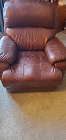 Image 1 of Leather Reclining Sofa and Chair