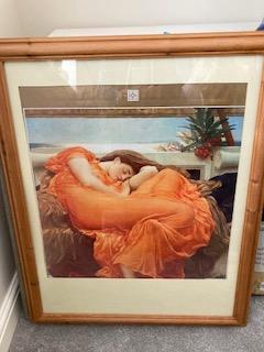 Preview of the first image of Large framed Flaming June Pre Raphaelite print.