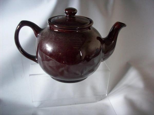 Image 3 of Antique Old ceramic Brown teapot says TEAPOT & CO on the bot