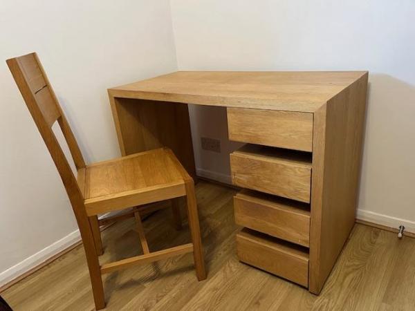 Image 2 of Habitat Solid Oak Desk/Dressing Table and Matching Chair