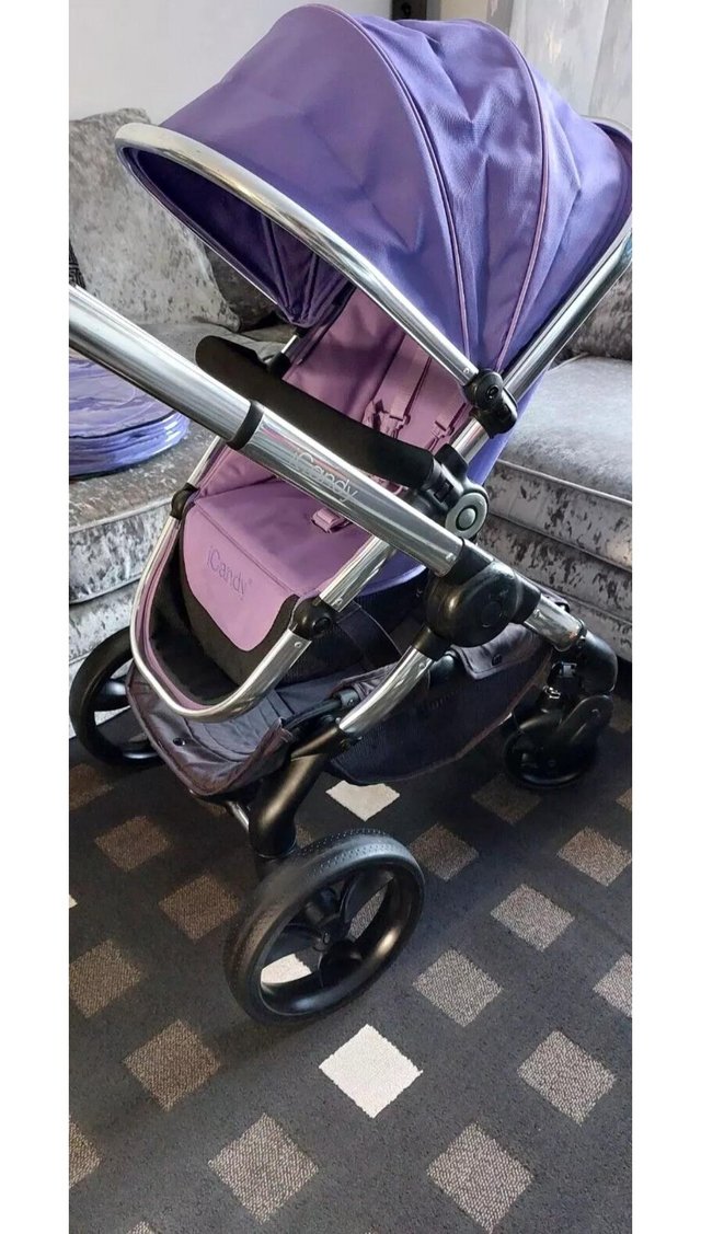 Preview of the first image of Purple Icandy Peach Stroller Pram Pushchair Carrycot.