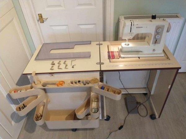 Image 1 of Vintage Bernina matic 801 sewing machine and sewing cabineti