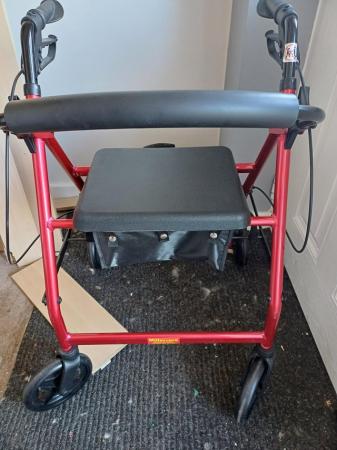 Image 1 of 4 wheeled Rollator with seat