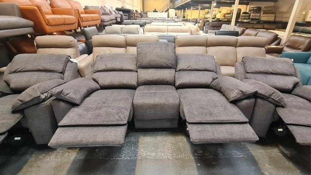 Image 18 of Goodwood grey fabric recliner 3 seater sofa and 2 armchairs