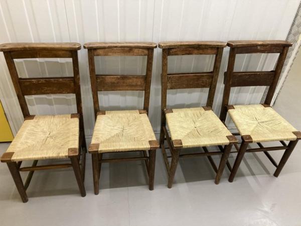 Image 1 of Set of 4 Vintage Antique Chapel Chairs