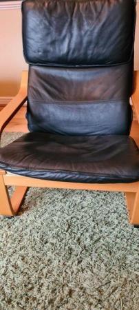 Image 3 of Leather and beech wood chair, lovely condition