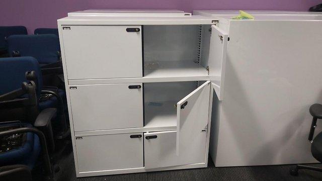 Image 11 of White 6-compartment office combination metal locker