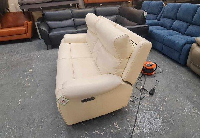 Image 7 of La-z-boy off white leather electric recliner 3 seater sofa