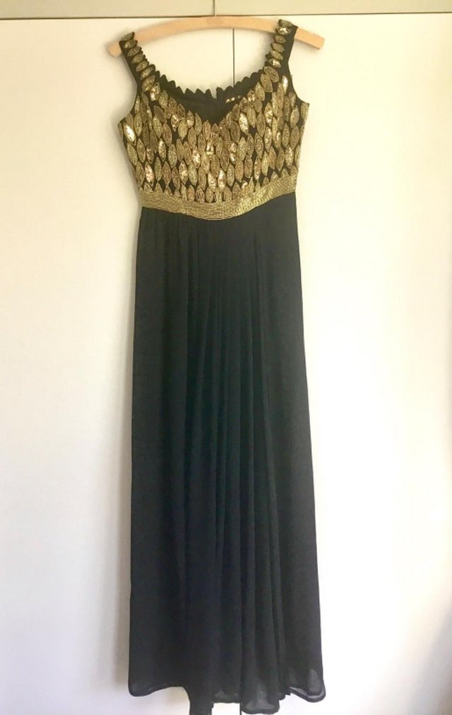 Preview of the first image of Long Black Virgos Lounge dress size 8 worn once.