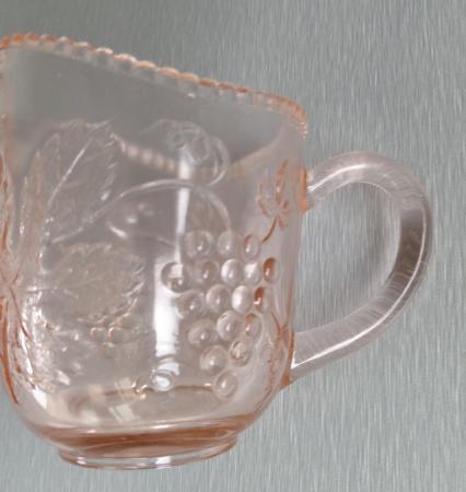 Image 7 of A Small Vintage Glass Jug with Orange Hues.  Height 3.1/2".