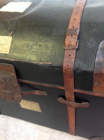 Image 4 of Antique vintage storage travelling steamer trunk chest