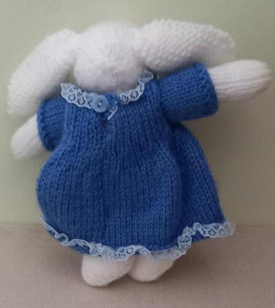 Image 2 of Hand Knitted White Rabbit with Floppy Ears - New