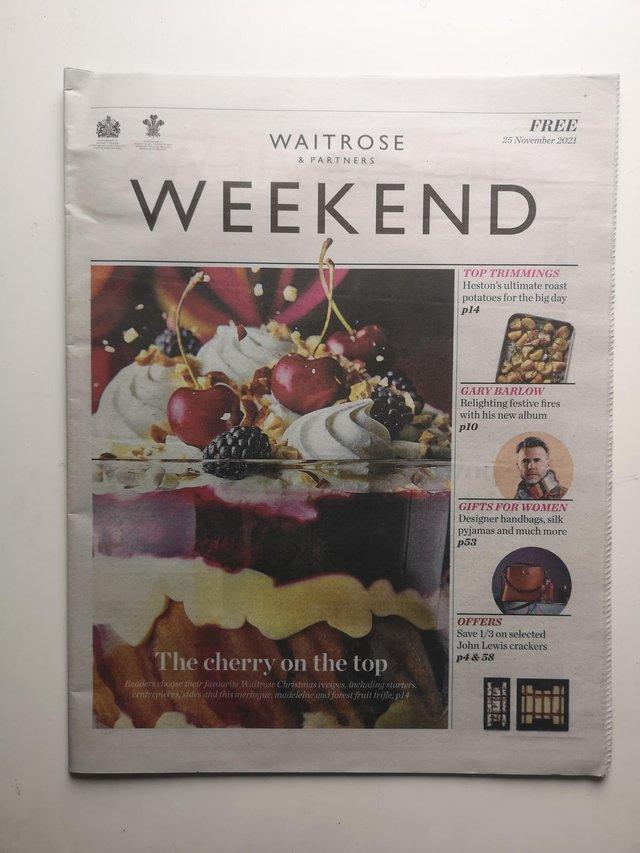 Preview of the first image of Gary Barlow front cover feature within Waitrose's Weekend ne.