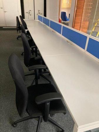 Image 1 of White 10-seater office bench desk/pod tables hot desk