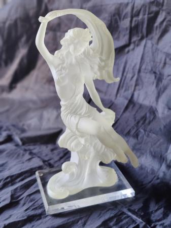Image 2 of Art nouveau frosted lucite figurine signed