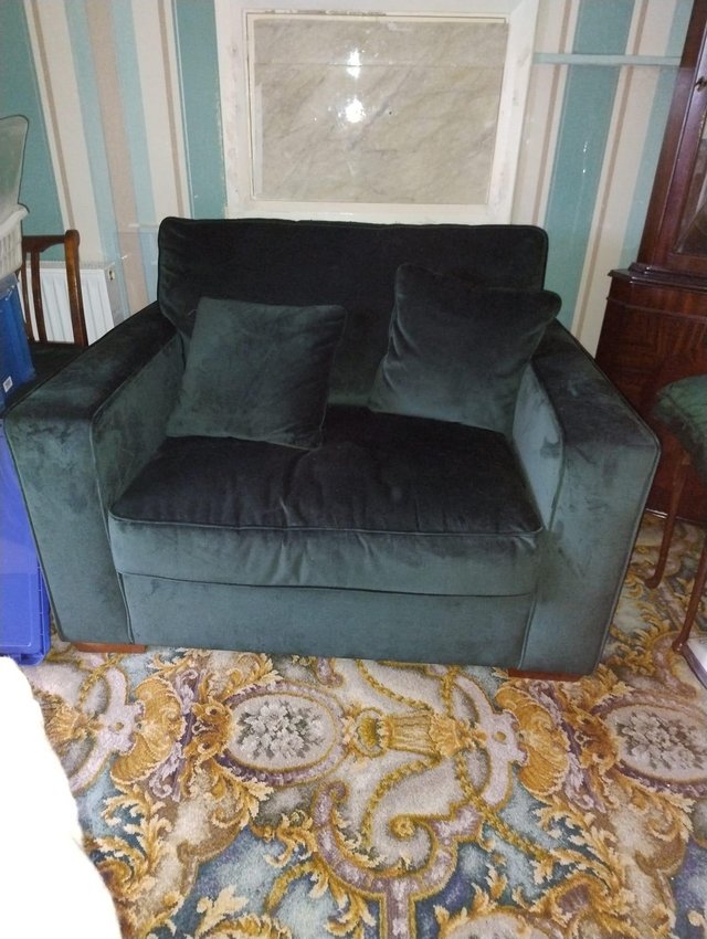 Preview of the first image of Bed settee in dark green satin finish.