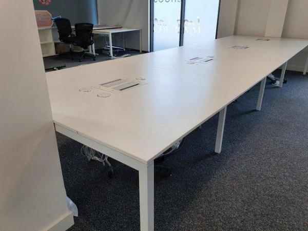 Image 3 of 2 white 8-pod/bench/hot desk office business desk/tables