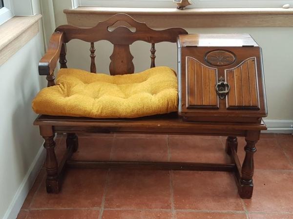 Image 1 of Beautiful wooden telephone seat/bench