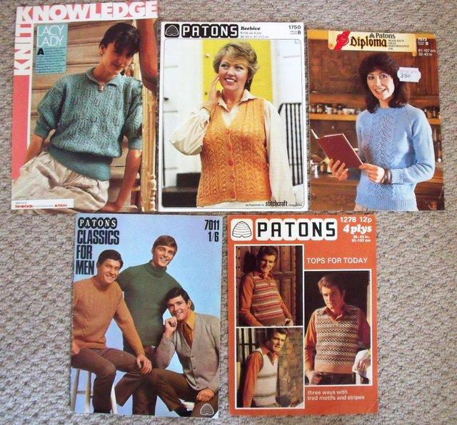 Preview of the first image of Vintage (1970s - 1980s) Knitting Pattern Leaflets x 5.